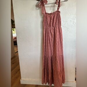 Blu Pepper Dusty Rose Polka Dot Dress